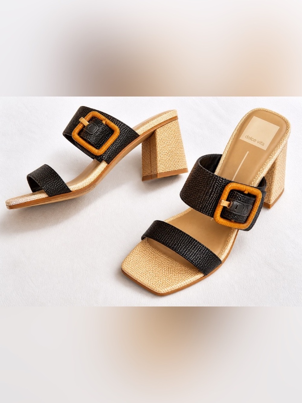 Dolce Vita Posy Black Raffia Sandal -- GUC